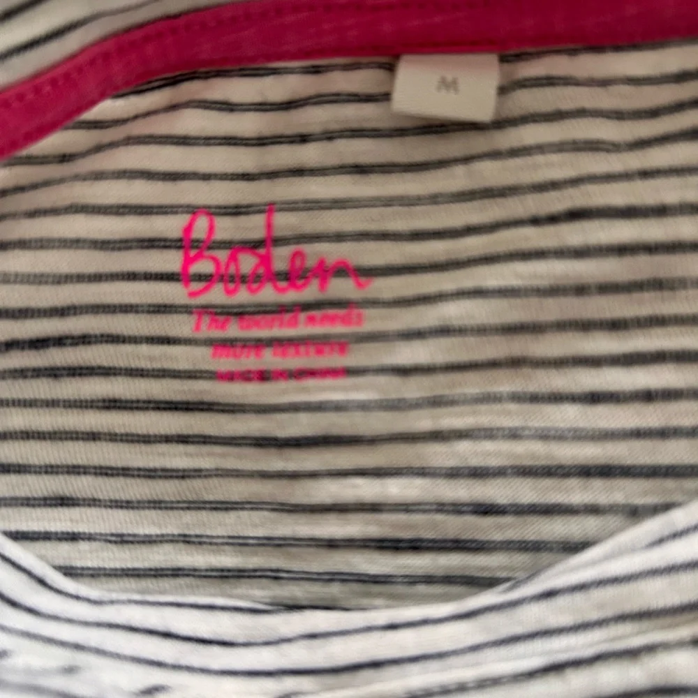 Boden Black and White Striped Puff Sleeve Tee - Picture 3 of 5